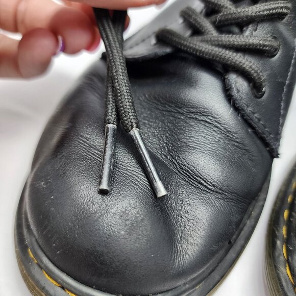 Dr. Martens Youth Size 3 1460J Black Leather Boots Combat Lace Up Side Zip - Picture 13 of 14